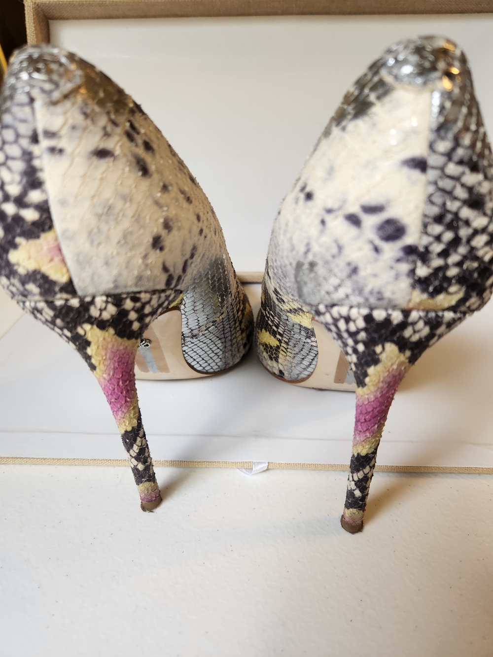Sam Edelman Hazel Pink Multi Snake Print Pointed Toe Stiletto Pumps Heels Y2K - Picture 2 of 6